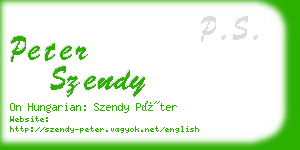 peter szendy business card